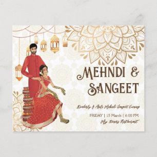 Lámina Invitación al presupuesto de Mehndi con una linda 