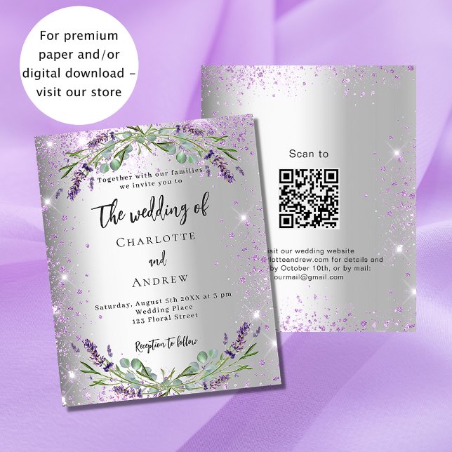 Lámina Invitación al presupuesto de QR RSVP para lavanda  (Subido por el creador)