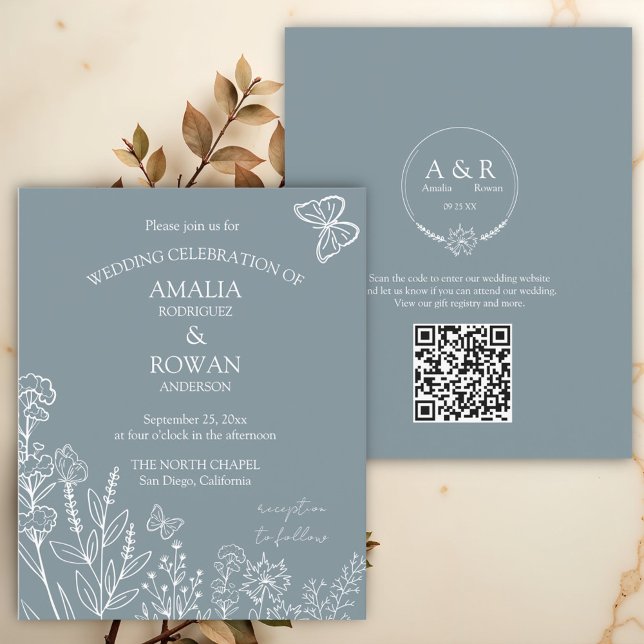 Lámina Invitación al presupuesto del Boda gris azul de fl (Subido por el creador)