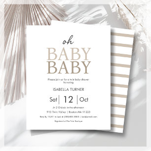 Lámina Invitación al presupuesto Neutral Twin Baby Shower