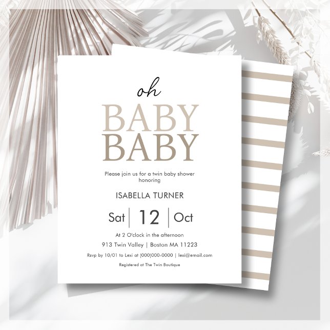 Lámina Invitación al presupuesto Neutral Twin Baby Shower (Subido por el creador)