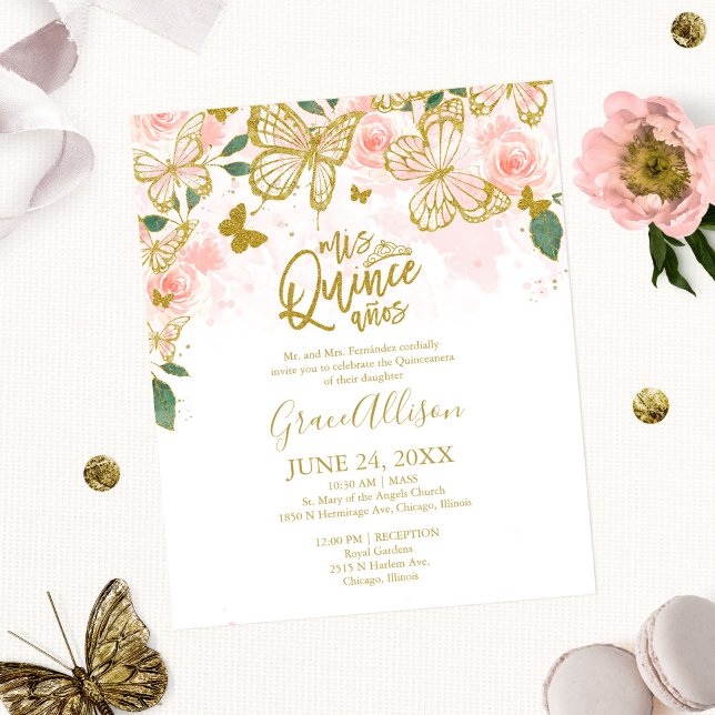 Lámina Invitación al presupuesto para mariposas Quinceane (Subido por el creador)