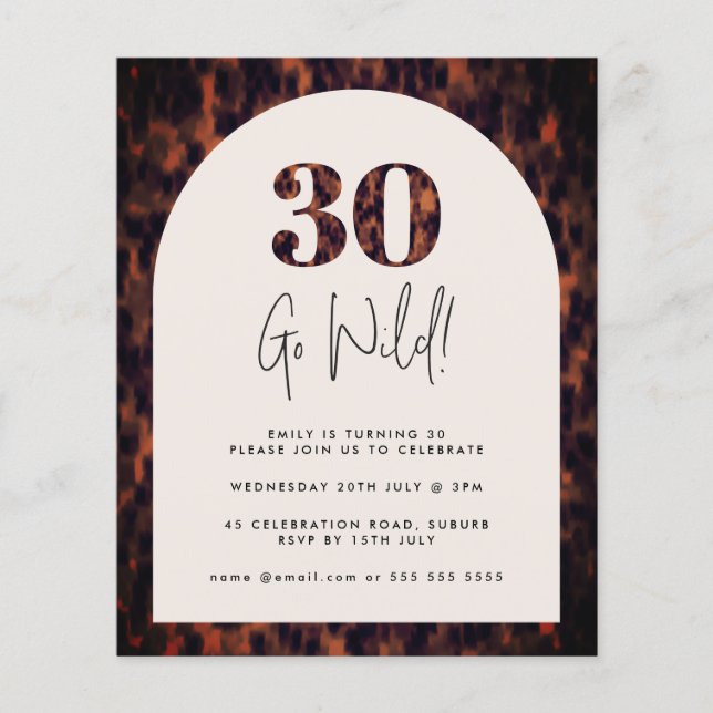 Lámina Invitación al presupuesto por 30 cumpleaños del Ar (Anverso)