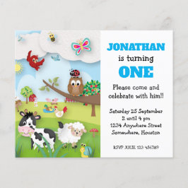 Lámina Invitación al primer cumpleaños de Budget Farm Ani