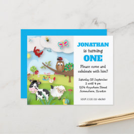 Lámina Invitación al primer cumpleaños de Budget Farm Ani