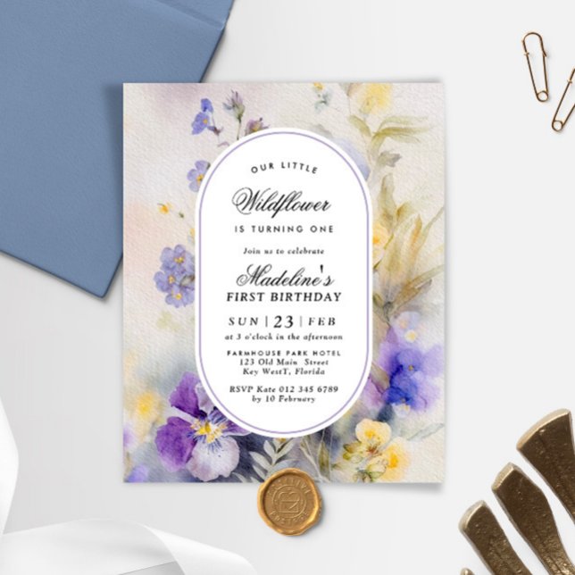 Lámina Invitación al primer cumpleaños de Budget Purple & (Subido por el creador)