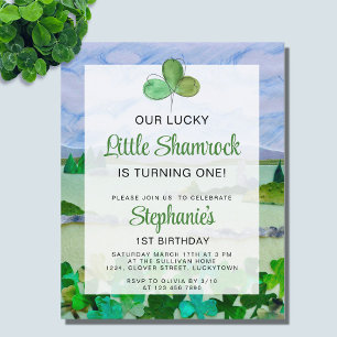 Lámina Invitación al primer cumpleaños de Budget Shamrock