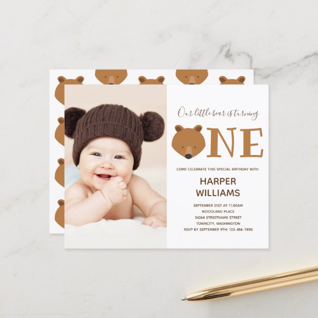 Lámina Invitación al primer cumpleaños del bebé de la fot (Anverso/Reverso In Situ)