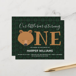 Lámina Invitación al primer cumpleaños del bebé del oso d
