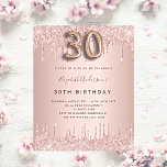 Lámina Invitación al purpurina rosa de oro del presupuest<br><div class="desc">Una invitación moderna, elegante y glamurosa para un fiesta de 30 años. Un rosa falso de fondo metálico dorado con un elegante goteo rosa de purpurina dorado, pinta goteo. El nombre está escrito con un guión moderno de estilo con letras de color rosa oscuro y dorado. Personalice y agregue los...</div>