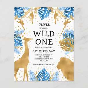 Lámina Invitación al Safari Azul de Cumpleaños de los Chi