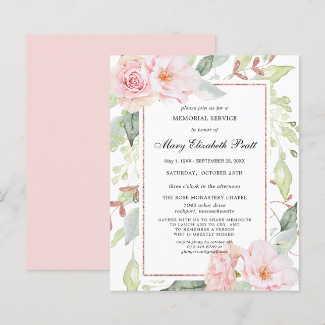 Lámina Invitación al servicio de Rosa de presupuesto en m (Anverso / Reverso)
