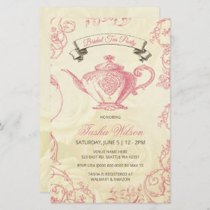 Lámina Invitación al té de novias con marfil rosado con p