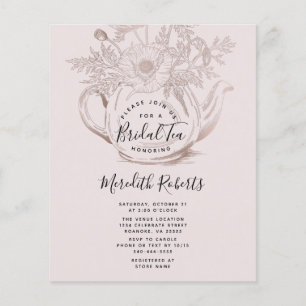 Lámina Invitación al té nupcial de oro de Rosa de presupu