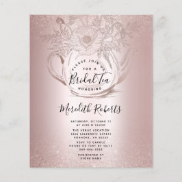Lámina Invitación al té nupcial de oro de Rosa de presupu