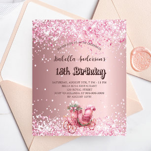 Lámina Invitación al transporte rosa de cumpleaños