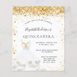 Lámina Invitación al vestido de oro blanco Quinceanera
