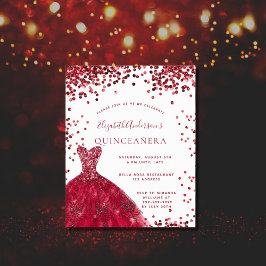 Lámina Invitación al vestido rojo Quinceanera