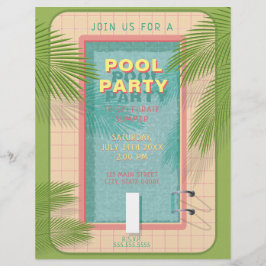 Lámina Invitación al volante del Fiesta de la piscina de 