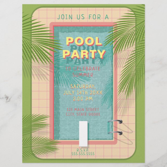 Lámina Invitación al volante del Fiesta de la piscina de  (Anverso)