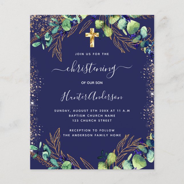 Lámina Invitación azul a la cristiandad del eucalipto (Anverso)