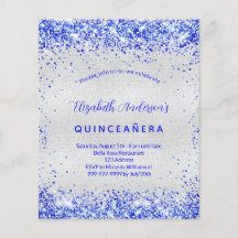 Invitación azul real del presupuesto Quinceanera