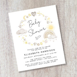 Lámina Invitación Baby Shower a acuarela del Boho de pres