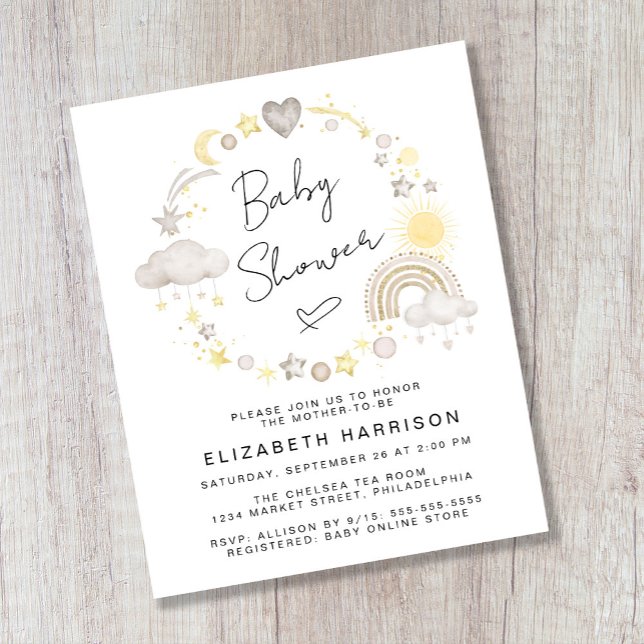 Lámina Invitación Baby Shower a acuarela del Boho de pres (Subido por el creador)