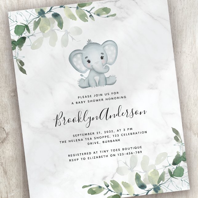 Lámina Invitación Baby Shower a Eucalyptus para el Elefan (Subido por el creador)