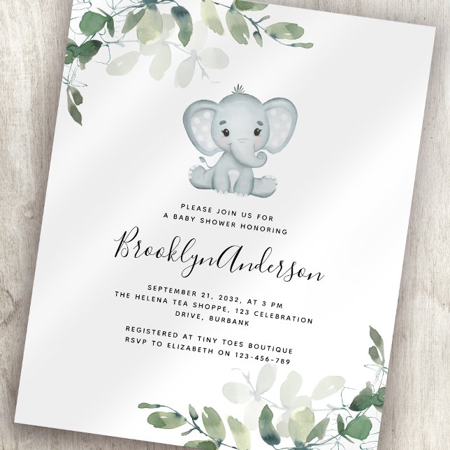 Lámina Invitación Baby Shower a Eucalyptus para el Elefan (Subido por el creador)