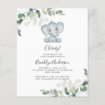 Invitación Baby Shower a Eucalyptus para el Elefan