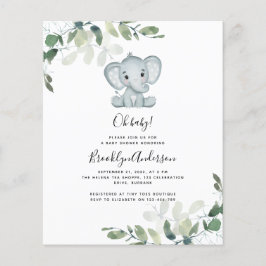 Lámina Invitación Baby Shower a Eucalyptus para el Elefan