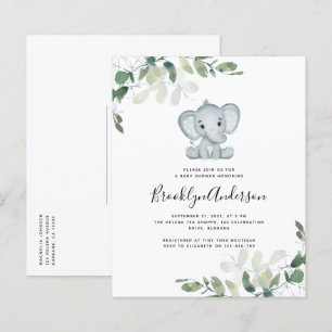 Lámina Invitación Baby Shower a Eucalyptus para el Elefan