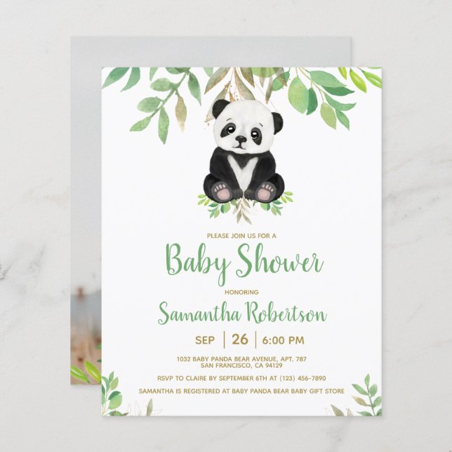 Lámina Invitación Baby Shower a la ecologización del oso  (Anverso / Reverso)