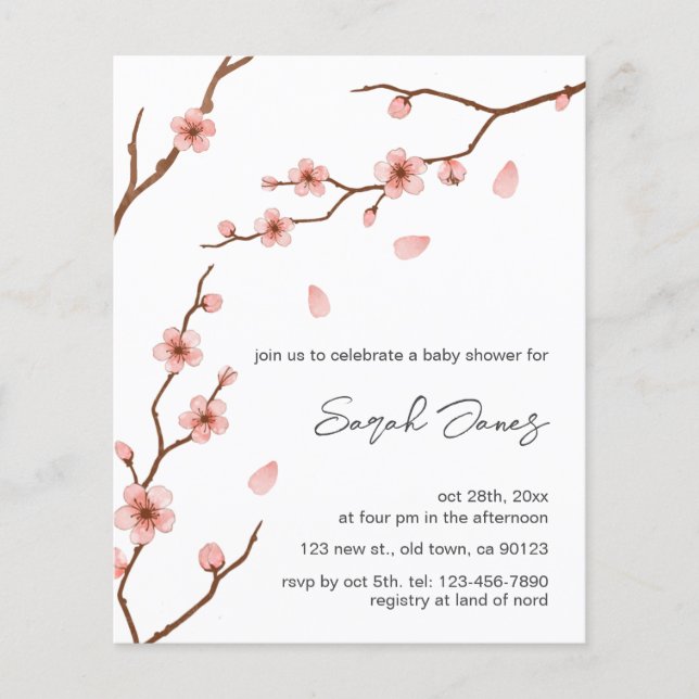 Lámina Invitación Baby Shower a la flor de flores de cere (Anverso)