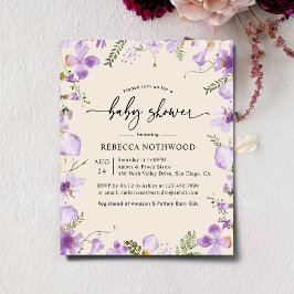Lámina Invitación Baby Shower a la Lavanda Moderna de Pre