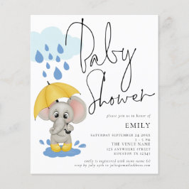 Lámina Invitación Baby Shower a la lluvia de elefantes de