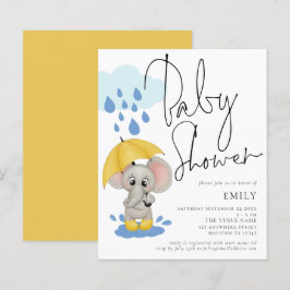 Lámina Invitación Baby Shower a la lluvia de elefantes de