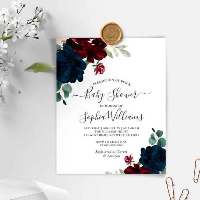 Lámina Invitación Baby Shower a la Marina y Borgoña Presu (Subido por el creador)