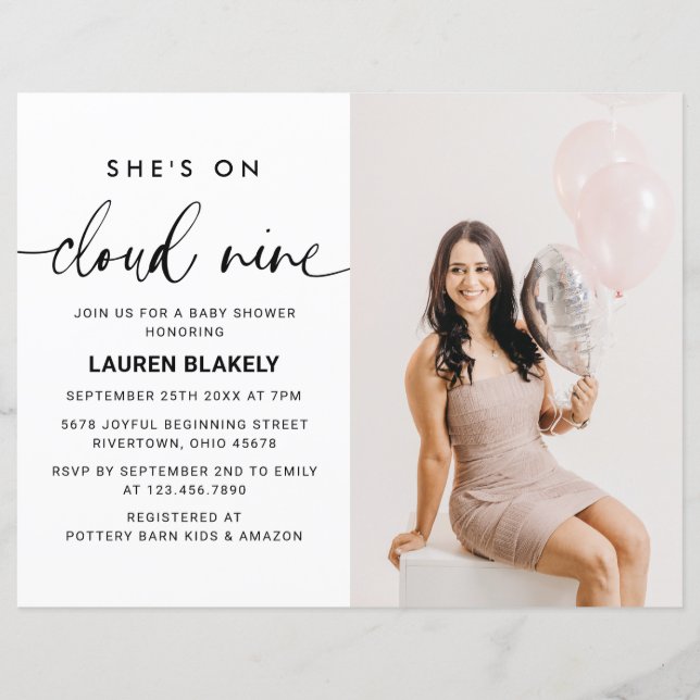 Lámina Invitación Baby Shower a la nube de fotos moderna  (Anverso)