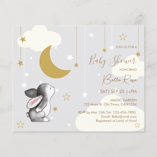 Lámina Invitación Baby Shower a la nube de la estrella de (Anverso)