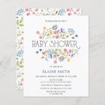 Invitación Baby Shower a la primavera de flores si
