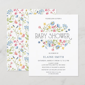 Lámina Invitación Baby Shower a la primavera de flores si