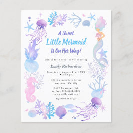 Lámina Invitación Baby Shower a la sirena barata
