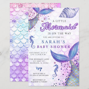Lámina Invitación Baby Shower a la sirena púrpura de pres