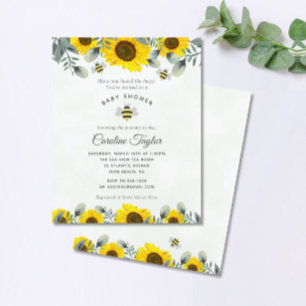 Lámina Invitación Baby Shower a los girasoles dulces como