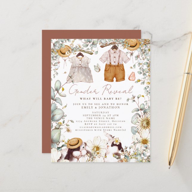 Lámina Invitación Baby Shower a revelar sexo femenino (Anverso/Reverso In Situ)