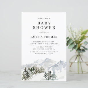 Lámina Invitación Baby Shower a Snowy Winter Forest