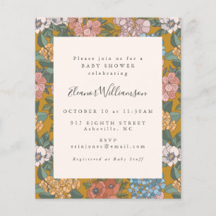 Lámina Invitación Baby Shower amarillo floral de Boho de