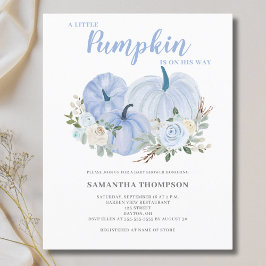 Lámina Invitación Baby Shower azul de calabaza pequeña de